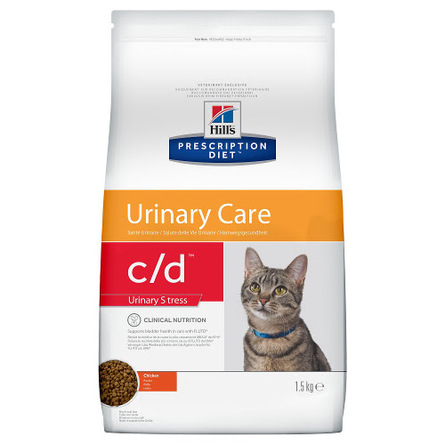 Image hill's Prescription Diet c/d Stress Urinary Care Сухой лечебный корм для кошек при заболеваниях мочевыводящих путей (с курицей), 1,5 кг