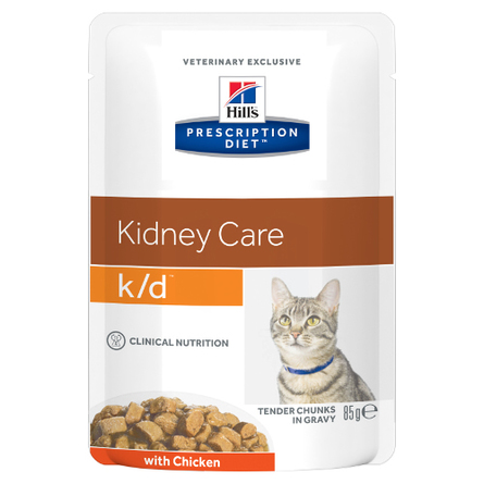 Image hill's Prescription Diet k/d Kidney Care Влажный лечебный корм для кошек при заболеваниях почек (с курицей), 85 гр
