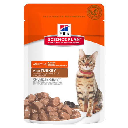 Image hill's Science Plan Optimal Care Кусочки паштета в соусе для взрослых кошек (с индейкой), 85 гр