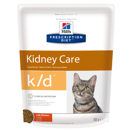 Image hill's Prescription Diet k/d Kidney Care Сухой лечебный корм для кошек при заболеваниях почек (с курицей), 400 гр