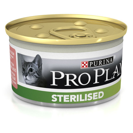 Image pro Plan Sterilised Облегченный паштет для взрослых стерилизованных кошек и кастрированных котов (с тунцом), 85 гр