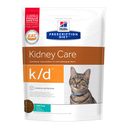 Image hill's Prescription Diet k/d Kidney Care Сухой лечебный корм для кошек при почечной недостаточности (с тунцом), 400 гр