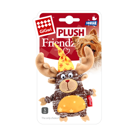 Image giGwi Plush Friendz Игрушка для собак Лось с пищалкой