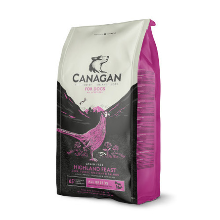 Image canagan Grain Free Highland Feast Беззерновой сухой корм для собак и щенков всех пород (утка с индейкой, фазаном и лососем), 12 кг