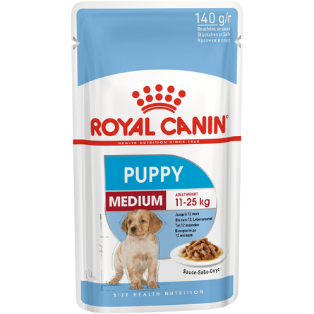 Image royal Canin Medium Puppy Кусочки паштета в соусе для щенков средних пород, 140 гр