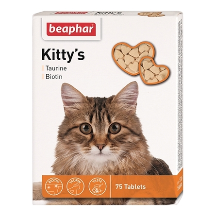 Image beaphar Kitty's Taurin + Biotin Кормовая добавка для кошек (с таурином и биотином), 75 таблеток