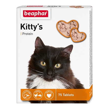 Image beaphar Kitty's + Protein Витаминизированное лакомство для кошек (с протеином), 75 таблеток