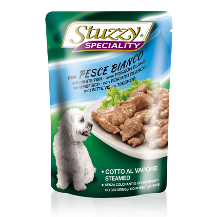 Image stuzzy Speciality Dog con Pesce Bianco Кусочки паштета в соусе для взрослых собак всех пород (с треской), 100 гр