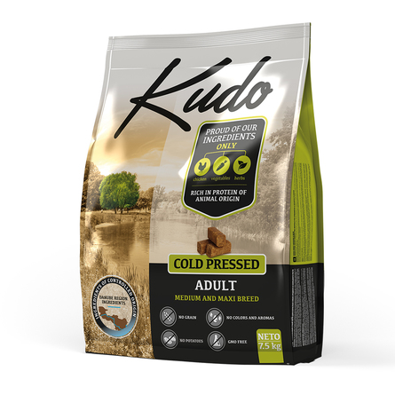 Image KUDO полнорационный сухой корм для взрослых собак средних и крупных пород, 2,5 кг