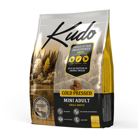 Image KUDO полнорационный сухой корм для взрослых собак мелких пород, 7,5 кг