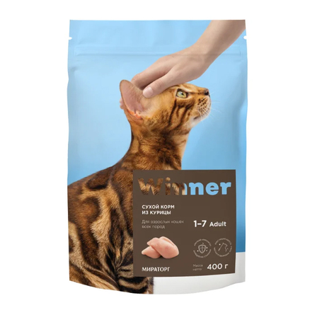 Image WINNER сухой корм для взрослых кошек всех пород (курица) , 400 гр